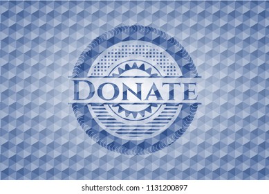 Donate blue polygonal emblem.