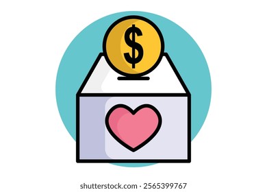 Donate box icon. colored outline icon style. icon related to charity. donation elements vector illustration