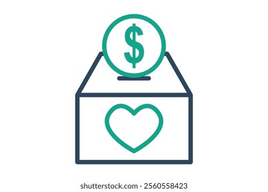 Donate box icon. line icon style. icon related to charity. donation elements vector illustration