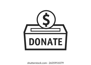 Icono de la caja de donaciones, caja de dinero para compartir, donar ahora