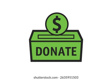 Icono de la caja de donaciones, caja de dinero para compartir, donar ahora, donación de bienestar