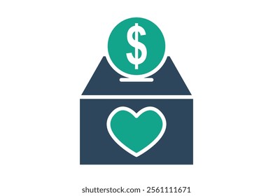 Donate box icon. solid icon style. icon related to charity. donation elements vector illustration