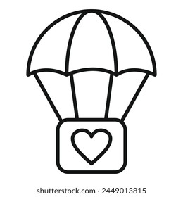Spende Box Support Symbol Gliederung Vektorgrafik. Hilf den Menschen, zu leben. Finanzielle Betreuung