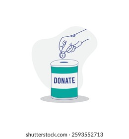 Donate box vector a hand donating a coin in charity box Donation helping hand vector isolated 