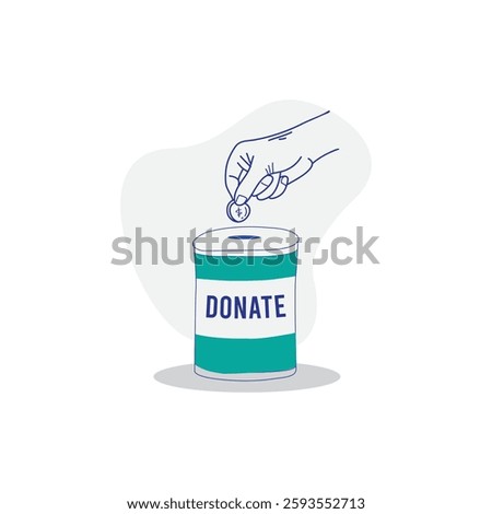 Donate box vector a hand donating a coin in charity box Donation helping hand vector isolated 