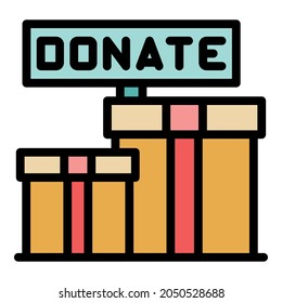 Donate boxes icon. Outline donate boxes vector icon color flat isolated