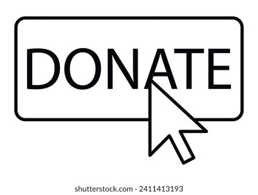 Icono de botón de donar negro sobre fondo blanco.