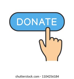 Donate button click color icon. Donation making. Isolated vector illustration