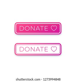 Donate button design for website, vector