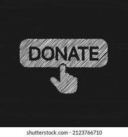 Donate button with finger cursor sketch vector icon