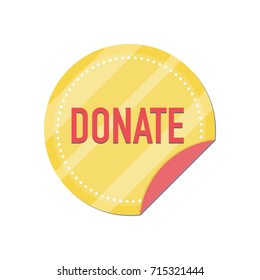 Donate button with gold coin. Help gold icon donation. Gift charity. Isolated support design sign. Contribute, contribution, give money, giving symbol. Vector illustration 