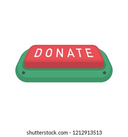 Donate button. Help red green sticker. Gift charity. Isolated support design. Contribute, contribution, give money, giving symbol. Vector illustration