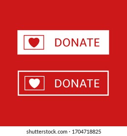 Donate button icons. White buttons with red and white heart symbols
