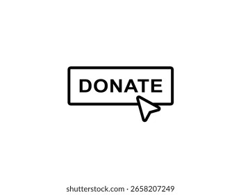 Donate button outline icon isolated on white background.