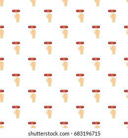 Donate button pressed by hand pattern seamless repeat in cartoon style vector illustration