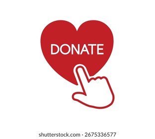 Dona Botón. Símbolo del corazón rojo. Donación por pagos en línea. ilustración de stock