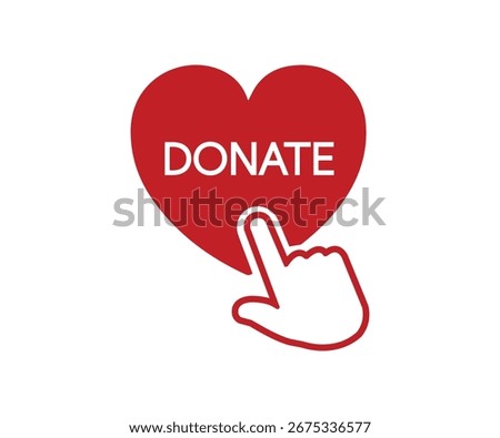 Donate button. Red heart symbol. Donation by online payments. stock illustration