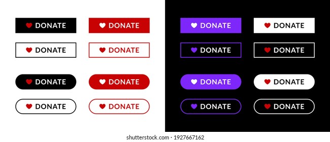 Donate button set. Vector illustration.