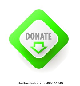 Spende-Taste. Web-Schaltfläche für Wohltätigkeit. icons spenden wohltätige, Geld spenden. Moderne UI-Schaltfläche einzeln auf weißem Hintergrund.