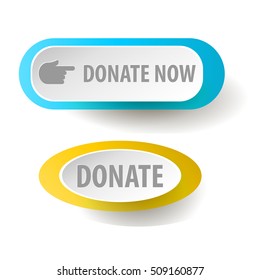 Donate button. Web button for charity. icons donation gift charity, money giving. Modern UI button isolated on white background.