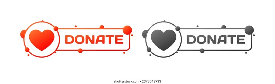 Donate buttons. Flat, color, donate button, heart in a circle, donate button. Vector icon