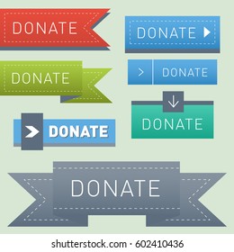 Donate buttons vector set illustration help icon donation gift charity isolated support design sign contribute contribution give money giving symbol