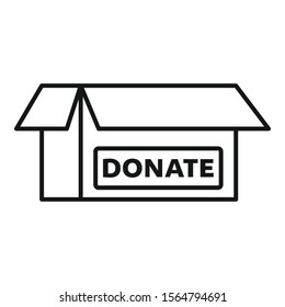 Donate carton box icon. Outline donate carton box vector icon for web design isolated on white background