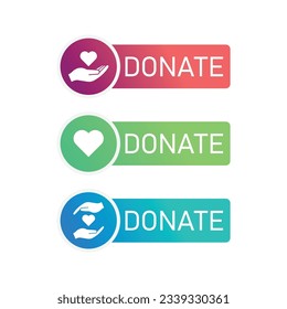 Donate And Charity Button Icon Set Vector Design.