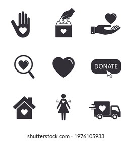 Donate, charity icon set Vector isolated illustration.