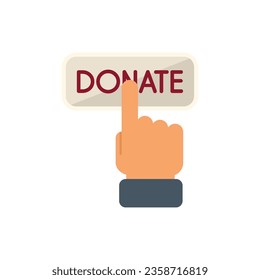 Donate click button icon flat vector. Charity help. Gift heart isolated