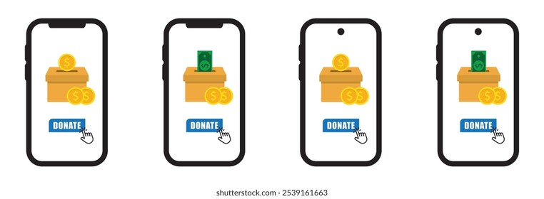 Doar clique no ícone do aparelho telefônico, ilustração vetorial