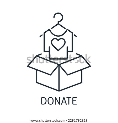 donate clothes. Vector linear icon isolated on white background
