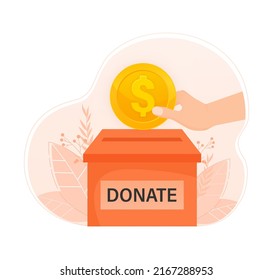 Donate coin, great design for any purposes. 3d isometric illustration. Flat vector illustration.