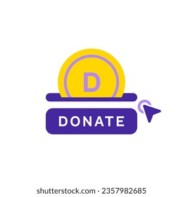 botón Donar monedas. Haga clic en donar. Ilustración del vector