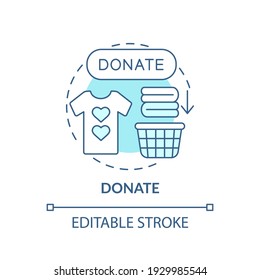 Donate concept icon. Helping person in need idea thin line illustration. Donating for people who want. Charitable organization. Vector isolated outline RGB color drawing. Editable stroke