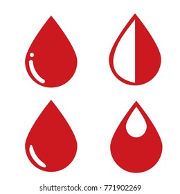 Donate drop blood logo. Donor concept blood icon. Red vector blood drop set of vector design element trendy flat style.