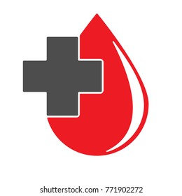 Donate drop blood logo. Donor concept blood icon. Red vector blood drop vector design element in trendy flat style.