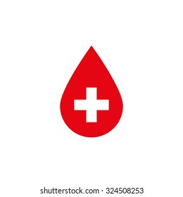 Donate drop blood red sign with cross