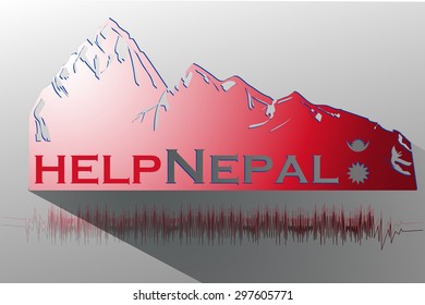 Donate to Earthquake Victims DoPray for Nepal - Save Nepal - Help Nepal Earthquake Crisis Concept showing Mt Everest Mountains Nepal Flag on mountain, meaning overcoming difficulties. Vector