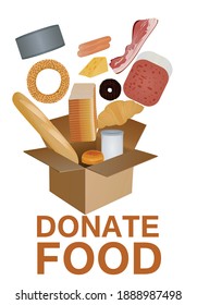 Donate food banner. vector illustration
