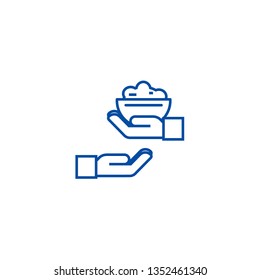 Donate food line icon concept. Donate food flat  vector symbol, sign, outline illustration.