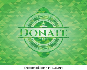Donate green emblem. Mosaic background. Vector Illustration. Detailed.
