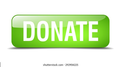 donate green square 3d realistic isolated web button