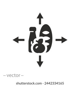 donate grocery icon, share food, help poor, flat symbol on white background - vector illustration eps10