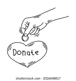 donate hand drawn. Concept of charity and donation. hands Give and share love to people. hands gesture on doodle style , vector illustration