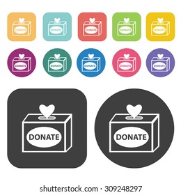 Donate heart icons set. Vector Illustration eps10
