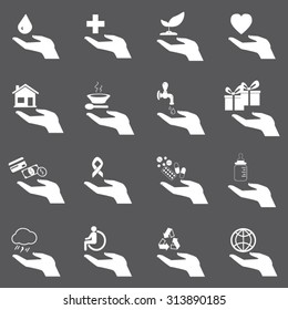 Donate helping icons set illustration
