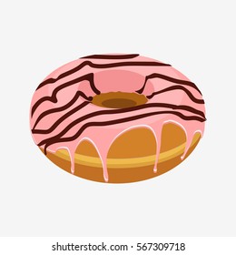 Donate icon. Donut with sprinkles isolated on white background. Flat vector stock illustration