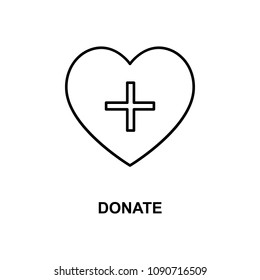 donate icon. Element of simple web icon with name for mobile concept and web apps. Thin line donate icon can be used for web and mobile on white background