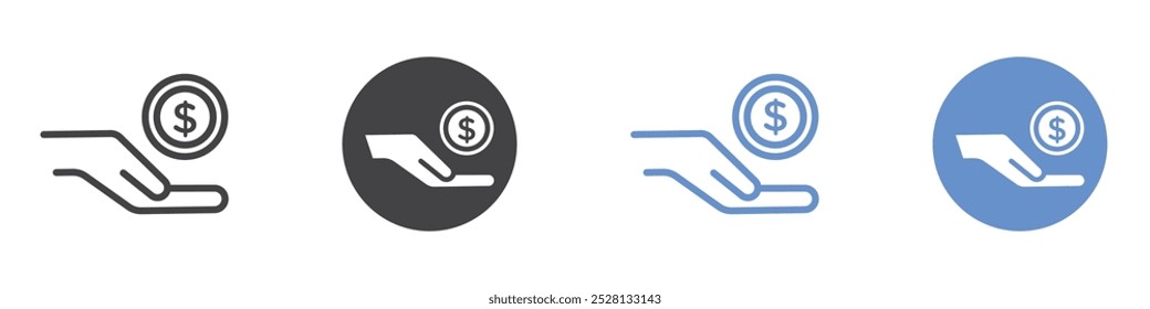 Donar icono Arte plano en blanco y negro aislado
